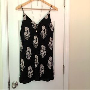 Black and taupe paisley print slip dress